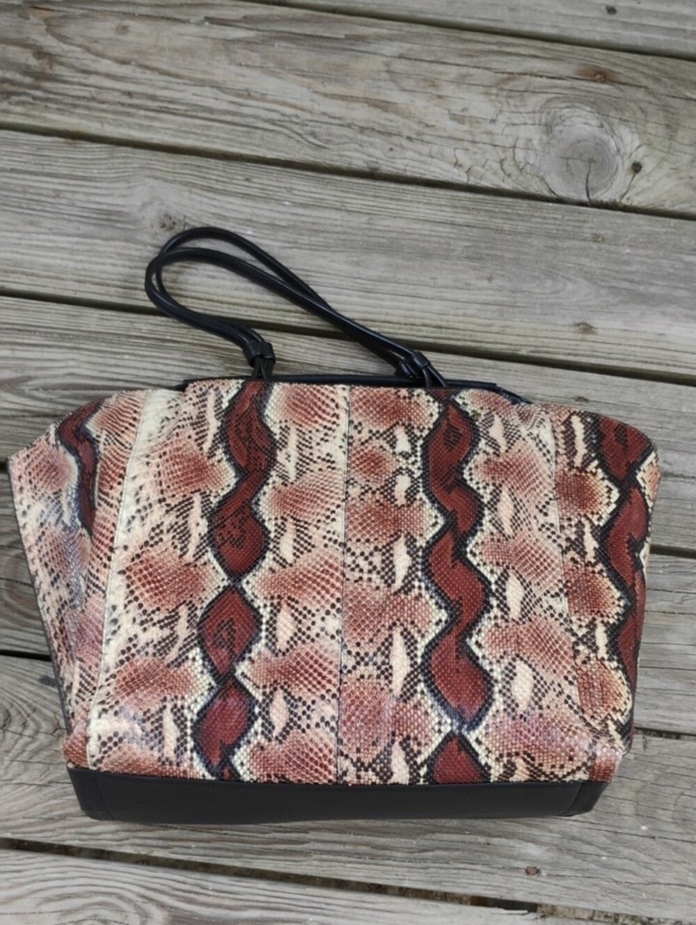 Furla 3 Compartment Snake-Print Tote Bag in Brown and Black - Picture 4 of 16